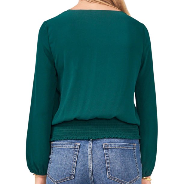 1. State Ladies Smocked Waist Blouse. Size XXL. Forest Green