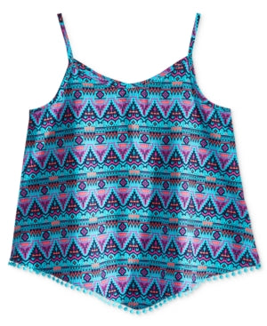 Epic Threads Geo-Print Pom-Pom Tank Top, Big Girls (7-16)