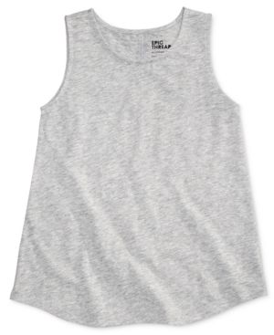 Epic Threads Stripe Swing Tank Top. Heather Grey.