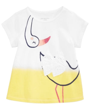 First Impressions Infant Crew Neck T-Shirt. Flamingo graphic