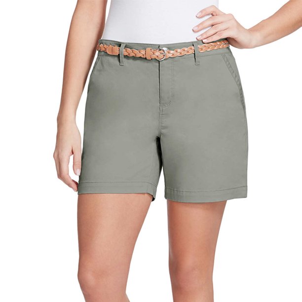 Gloria Vanderbilt Women's Belted Short (Sage Moss)