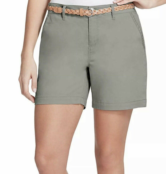 Gloria Vanderbilt Women's Belted Short (Sage Moss)