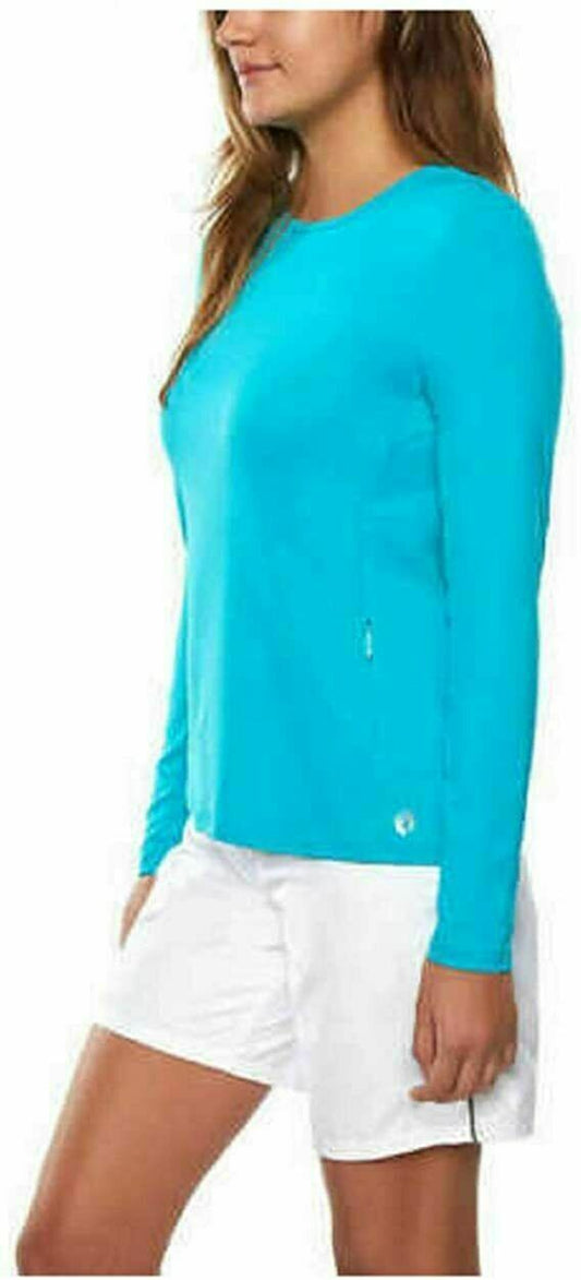 Hang Ten Womens Long Sleeve Rashguard Tee. Blue Bird