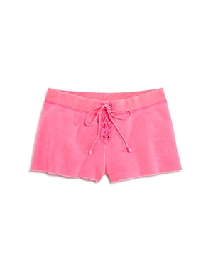 So Nikki. Girls' Lace Up Shorts. Neon Pink. MSRP $50