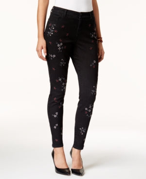 Style & Co Embroidered Curvy-Fit Skinny Jeans. MSRP $80