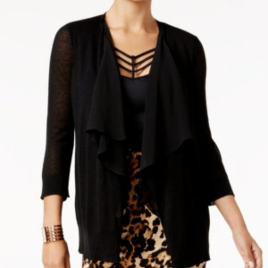 Thalia Sodi Draped Chiffon-Trim Cardigan. MSRP $90