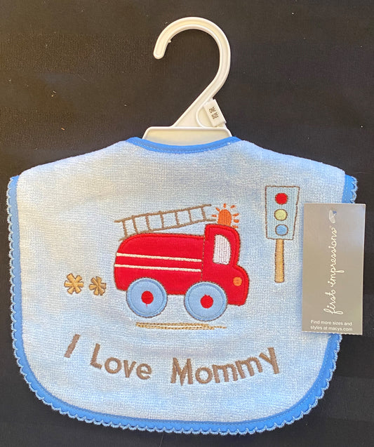 First Impressions Bib. 'I Love Mommy" Fire Truck