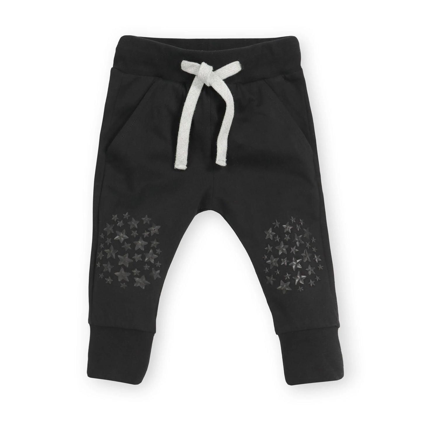Black Slim Jogger Crawling Pant in 100% Organic Cotton (Unisex)