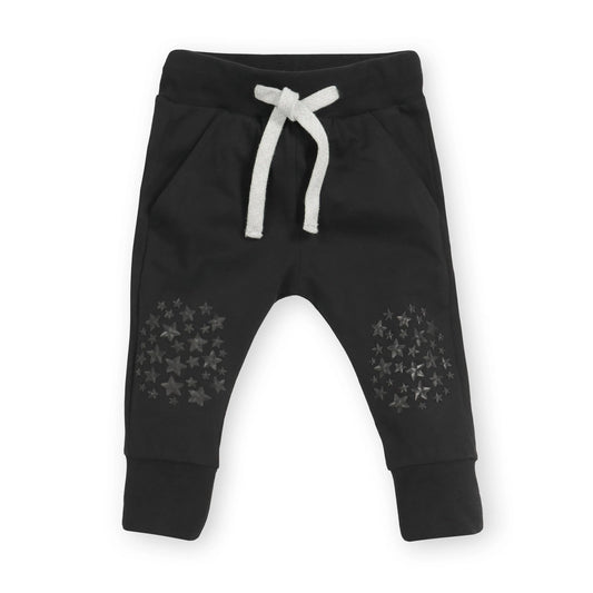 Black Slim Jogger Crawling Pant in 100% Organic Cotton (Unisex)