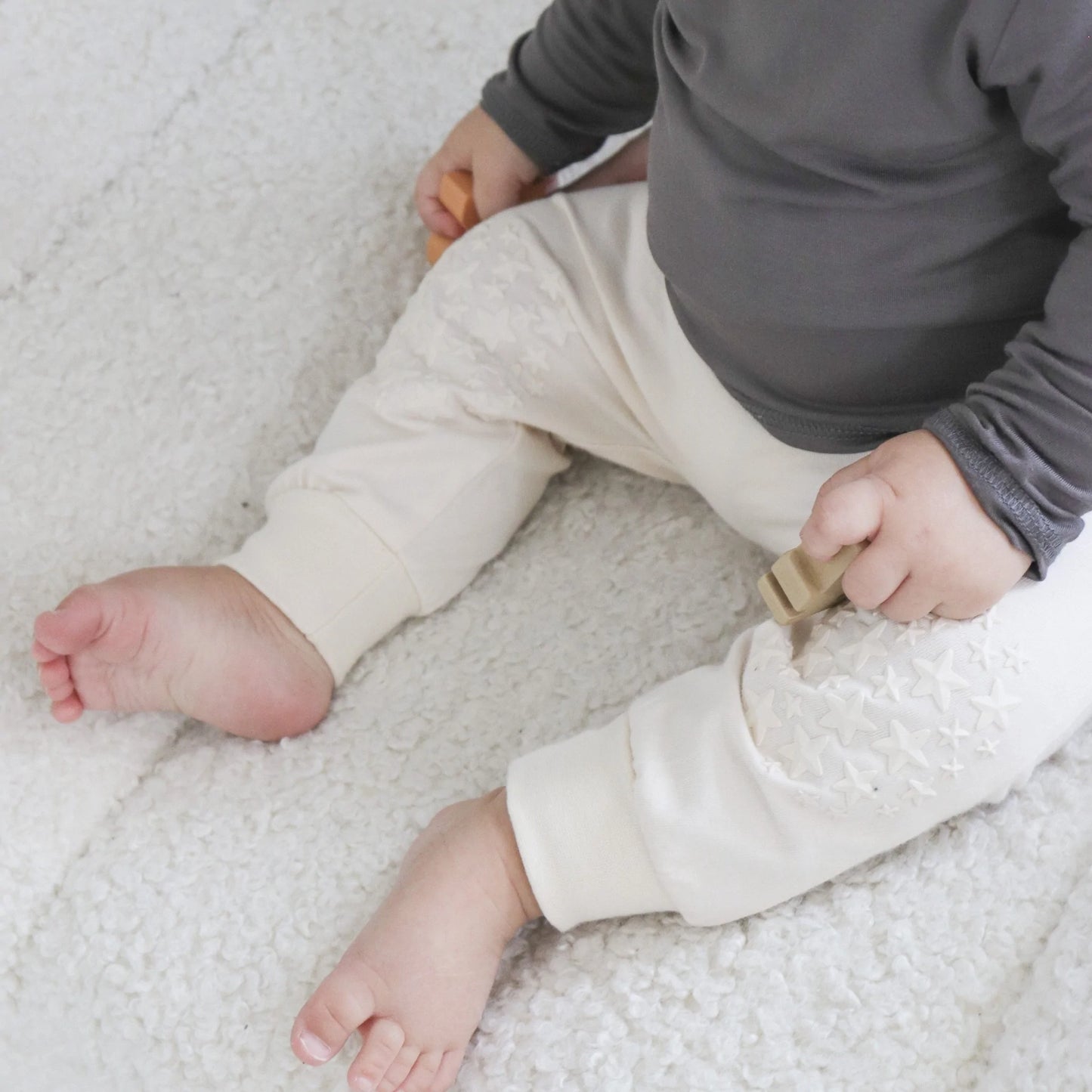 Cream Crawling Harem Pant in 100% Organic Cotton (Unisex)