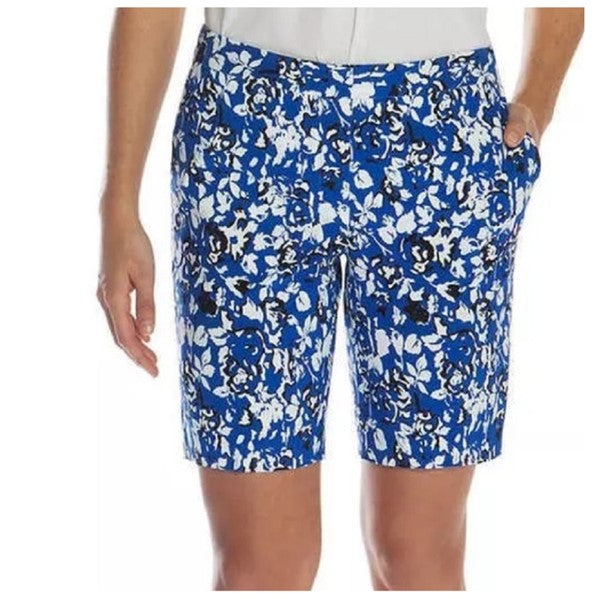 Mario Serrani Italy Bermuda Shorts. Comfort Stretch Tummy Control. Royal Print.