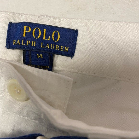 Polo Ralph Lauren Boys' Suffield Belted Stretch Chino Shorts. White. MSRP $50