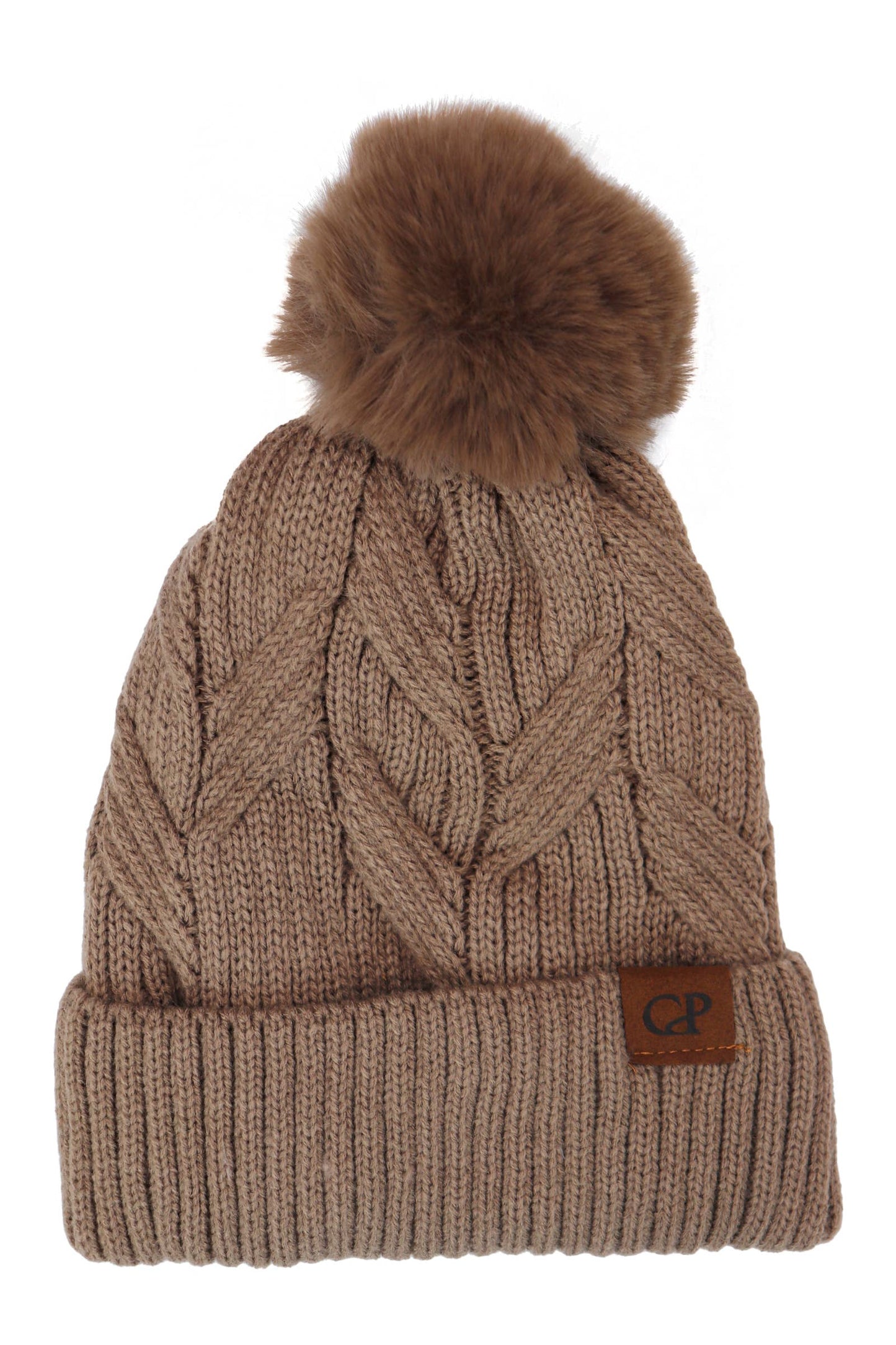 Coil Chevron Knitted Fleece Lined Beanie: ASSORTED / ONE SIZE