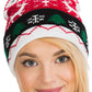 Christmas Single Pom Cuffed Beanie. Snowflake + Deer