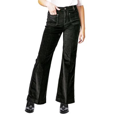 Marrakech Ladies Fargo Stretch Baby Cord High Rise Flare Ebony Black 8/29