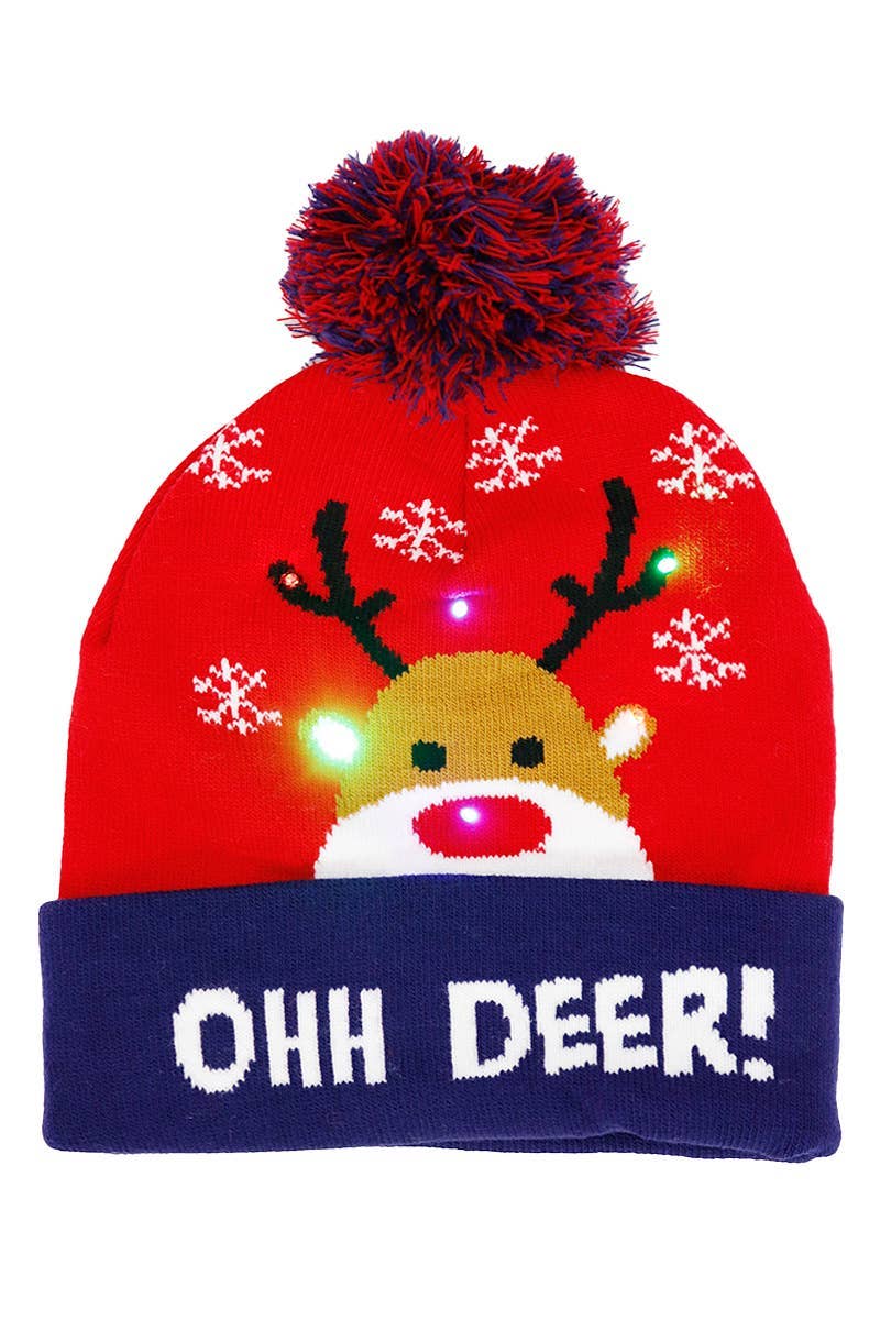 Adults Christmas Led Light-up Cuffed Beanie: ASSORTED / ONE SIZE