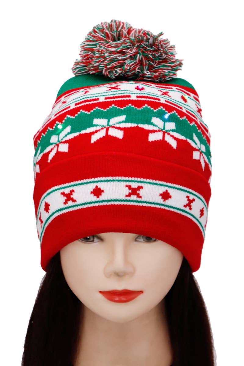 Adults Christmas Led Light-up Cuffed Beanie: ASSORTED / ONE SIZE