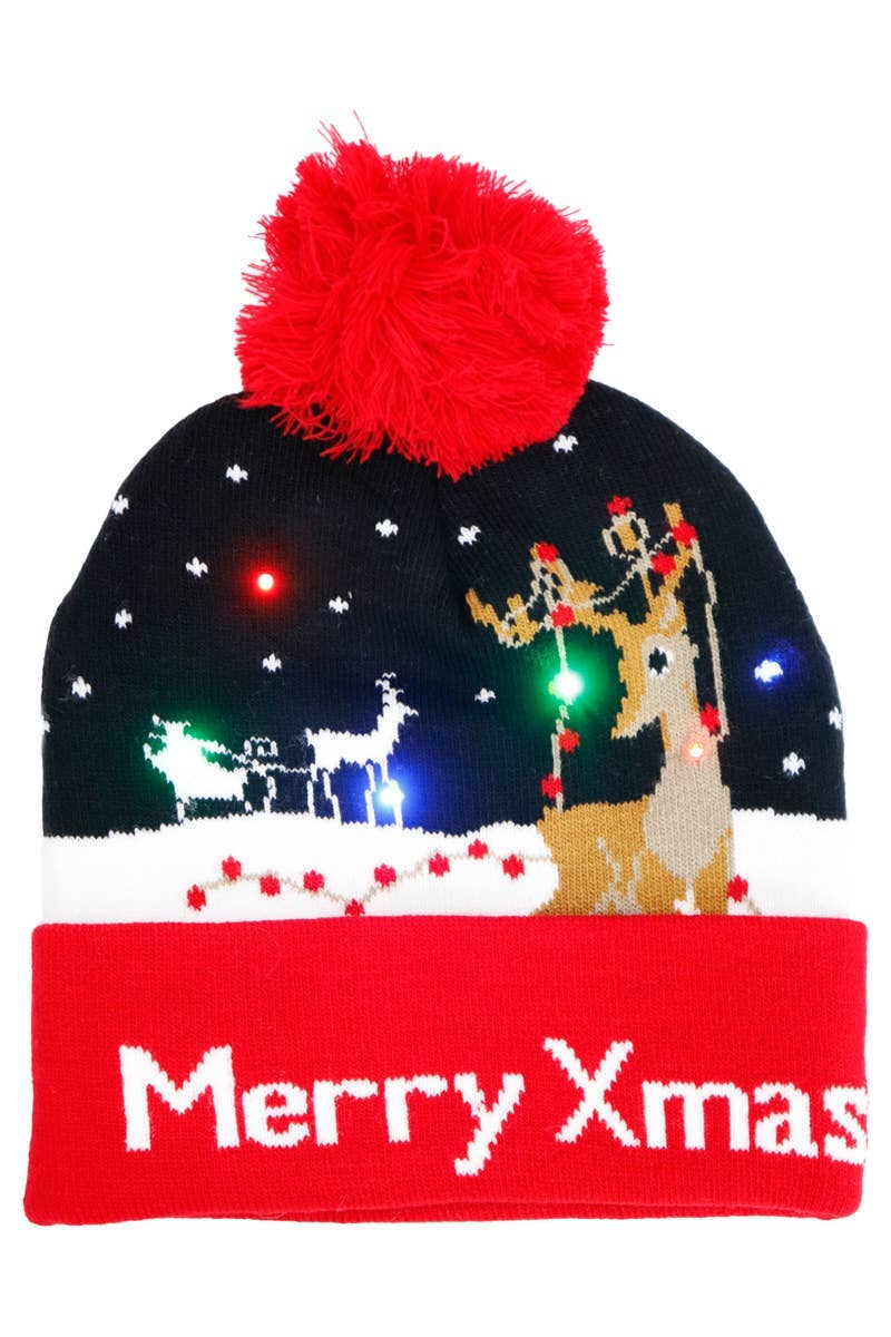 Adults Christmas Led Light-up Cuffed Beanie: ASSORTED / ONE SIZE