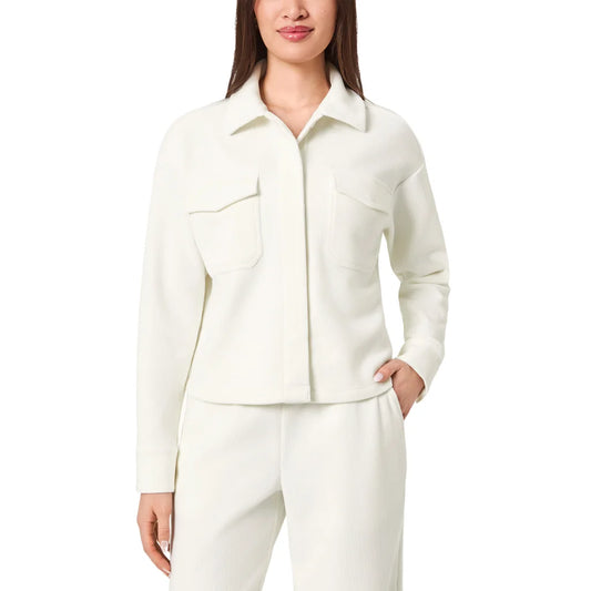 Mondetta Women's Cropped Corduroy Texture Shirt - White