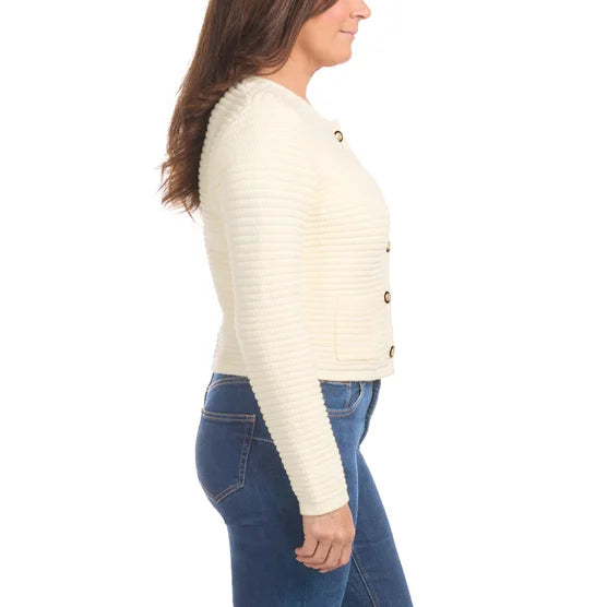 Hilary Radley Button Front Cardigan Beige