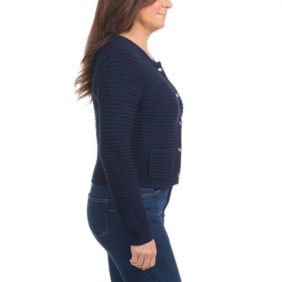 Hilary Radley Button Front Cardigan Navy Blue
