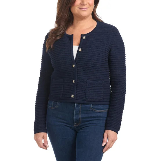 Hilary Radley Button Front Cardigan Navy Blue