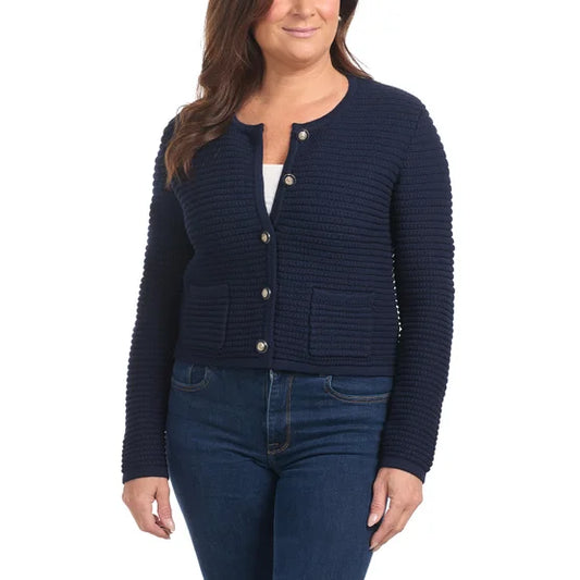 Hilary Radley Button Front Cardigan Navy Blue