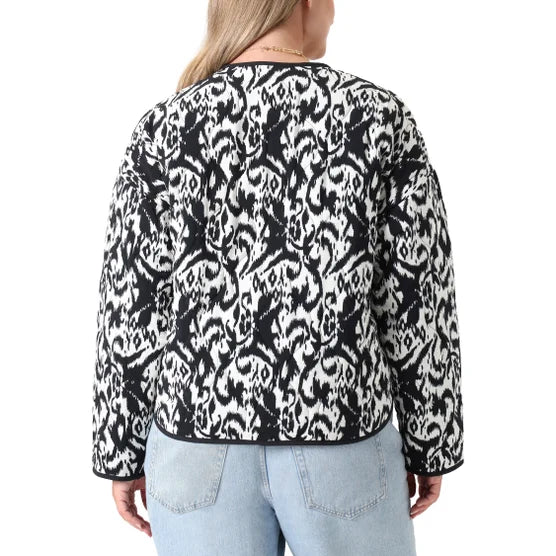 TAHARI Lightweight Quilted Button-up Jacket - Black / White