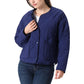 TAHARI Lightweight Quilted Button-up Jacket - Navy