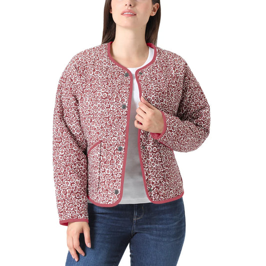 TAHARI Lightweight Quilted Button-up Jacket - Red