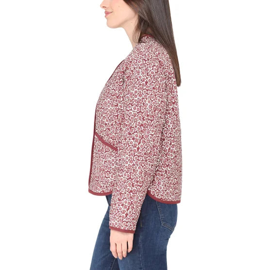 TAHARI Lightweight Quilted Button-up Jacket - Red