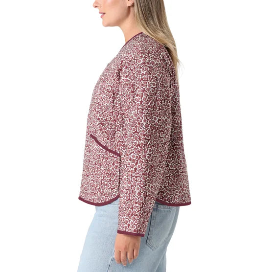 TAHARI Lightweight Quilted Button-up Jacket - Red