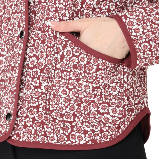 TAHARI Lightweight Quilted Button-up Jacket - Red