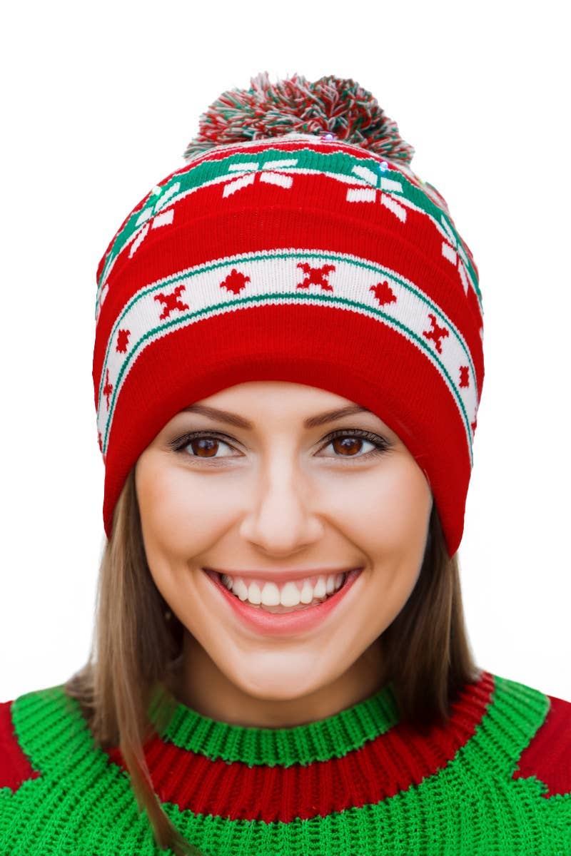 Adults Christmas Led Light-up Cuffed Beanie: ASSORTED / ONE SIZE