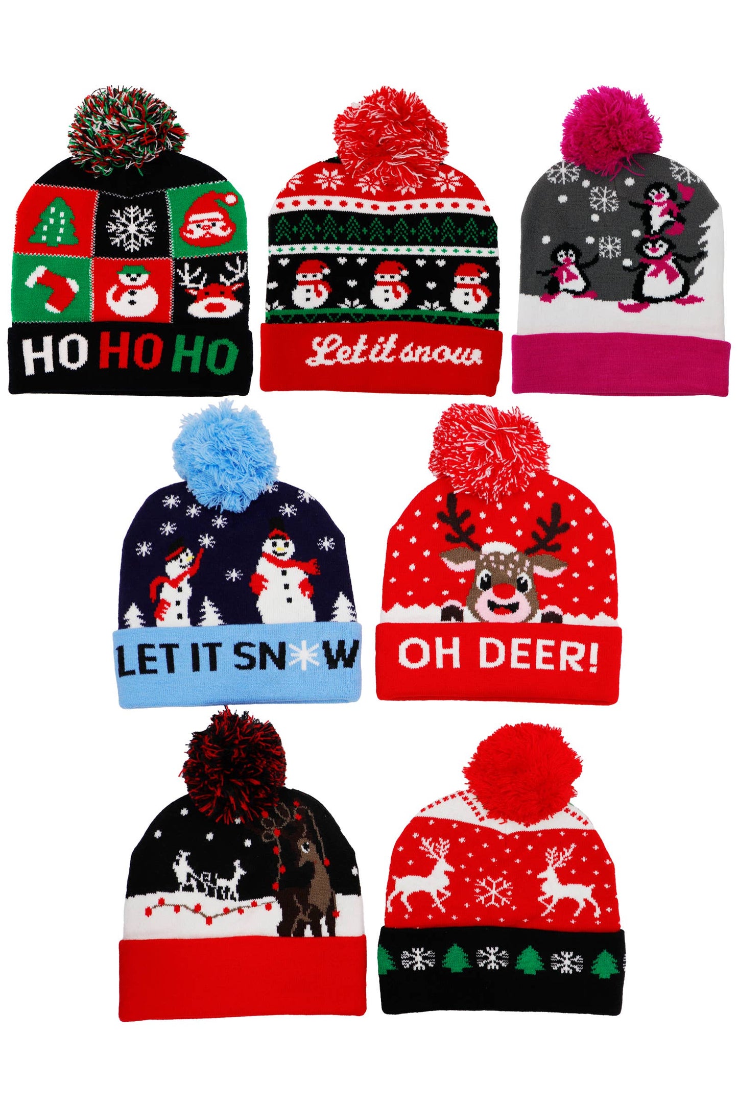 Christmas Festive Single Pom Cuffed Beanie