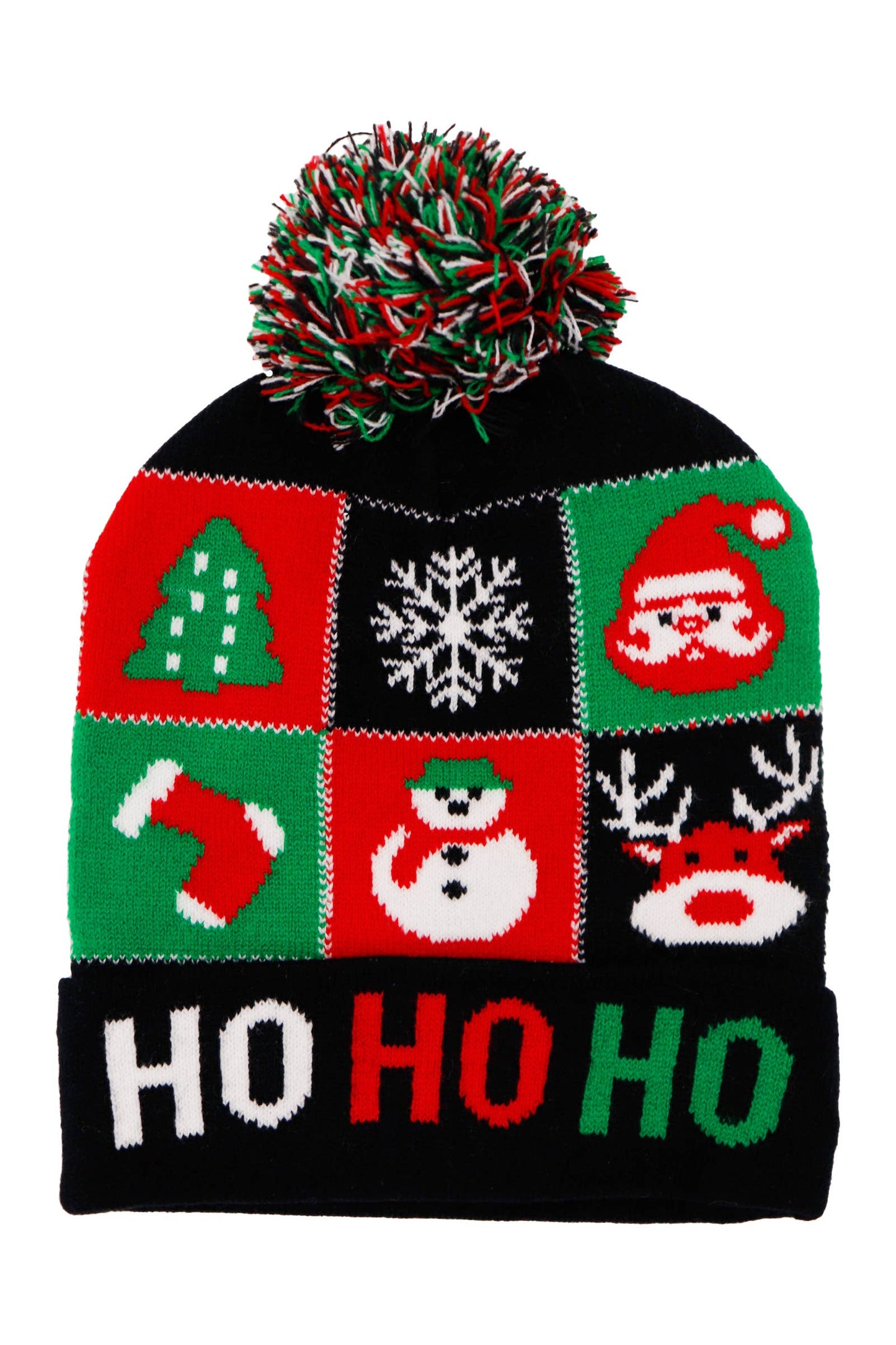 Christmas Festive Single Pom Cuffed Beanie
