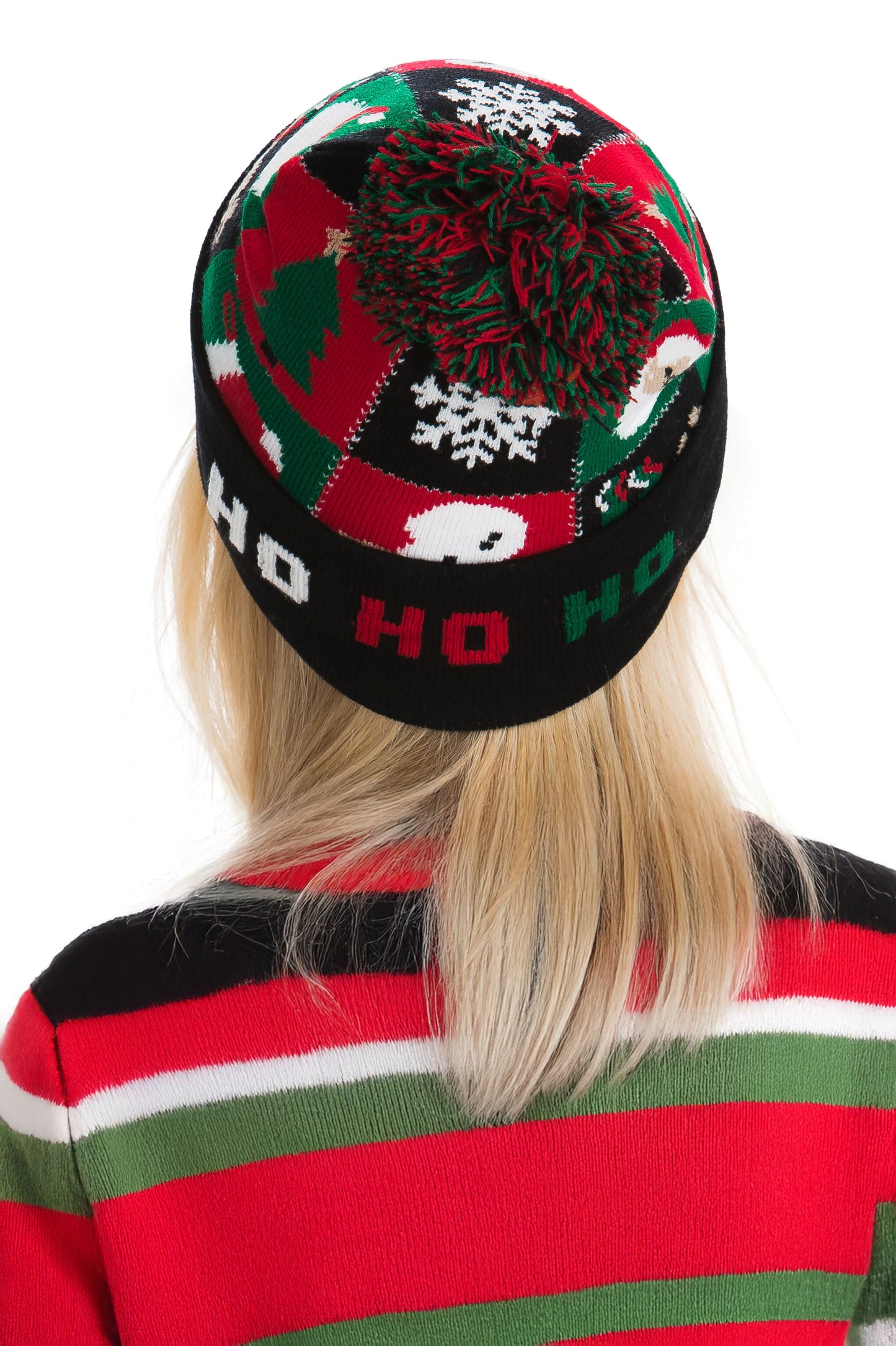 Christmas Festive Single Pom Cuffed Beanie