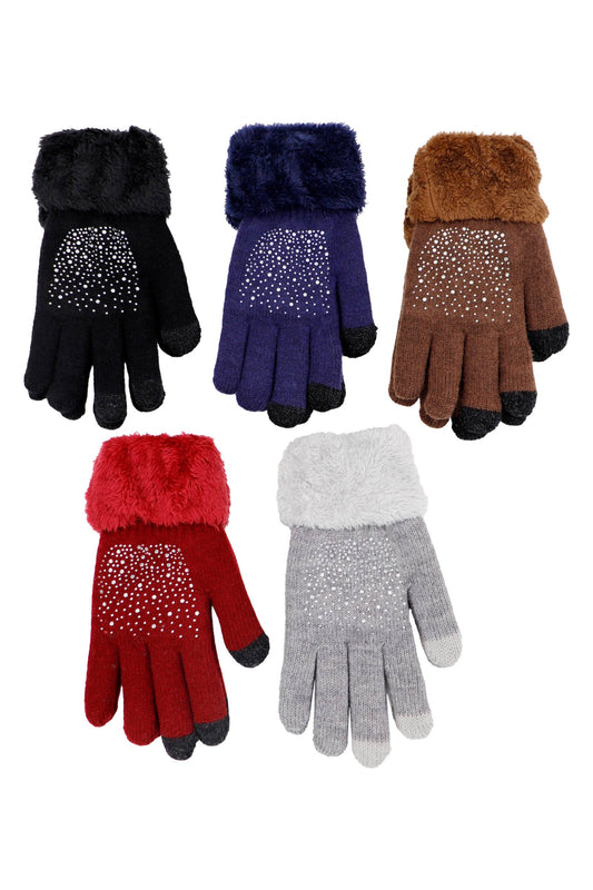 Drizzle Bling Fleece Lined Long Wrist Touchscreen Gloves