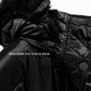 Women's Long Quilted Puffer Jacket with Detachable Hood & Faux Fur Trim Black