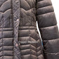 Women's Hip-Length Puffer Jacket with Detachable Hood & Faux Fur Trim Brown/Bronze