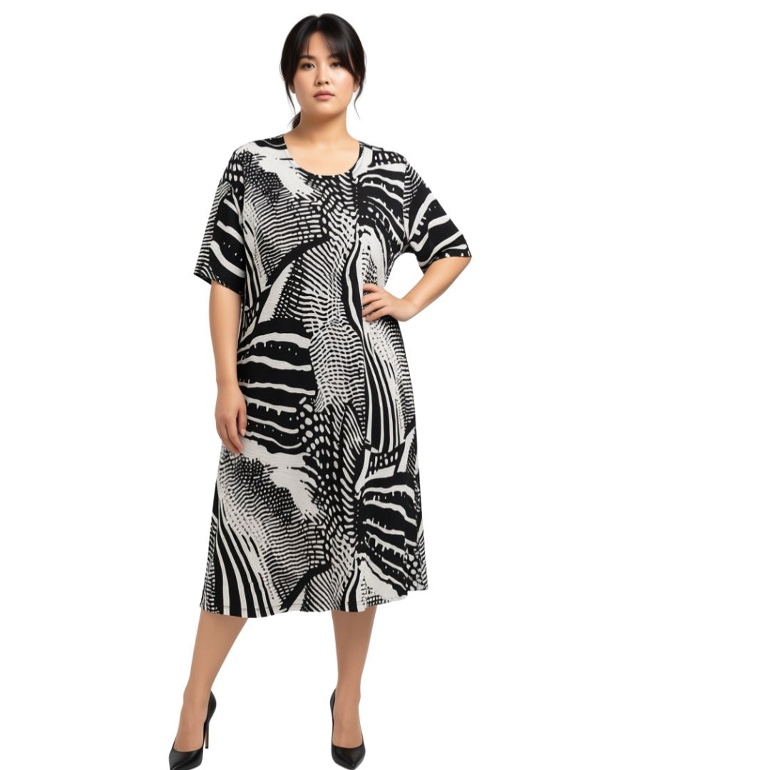 Black & White Swirl Print Dress – Julia Divina