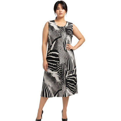 Black & White Sleeveless Swirl Print Dress – Julia Divina