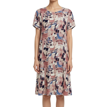 Abstract Print Dress Geometric Inspired Print Pink
