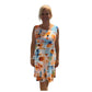 Abstract Painterly Circle Print — Sleeveless Dress