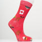 Women's Bamboo Socks Red Canada Print