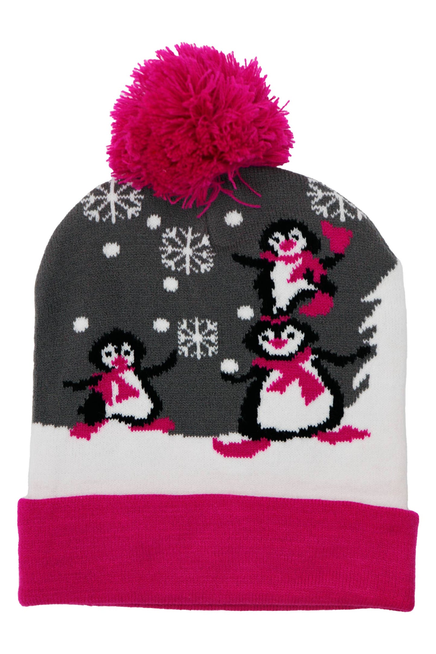 Christmas Festive Single Pom Cuffed Beanie