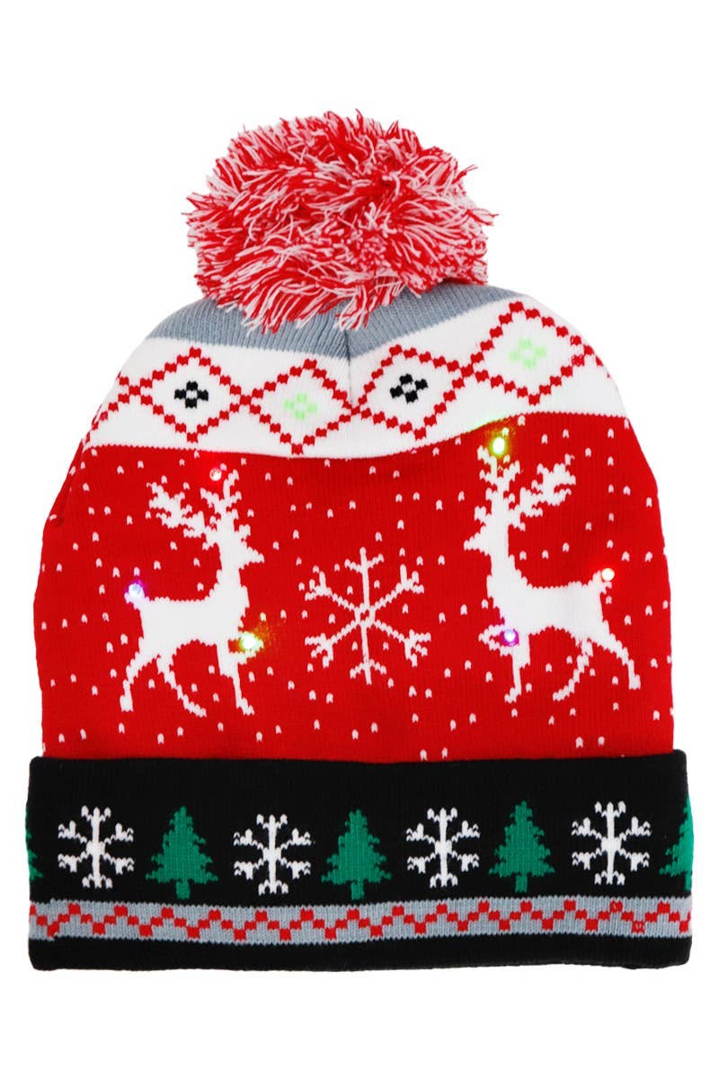 Adults Christmas Led Light-up Cuffed Beanie: ASSORTED / ONE SIZE