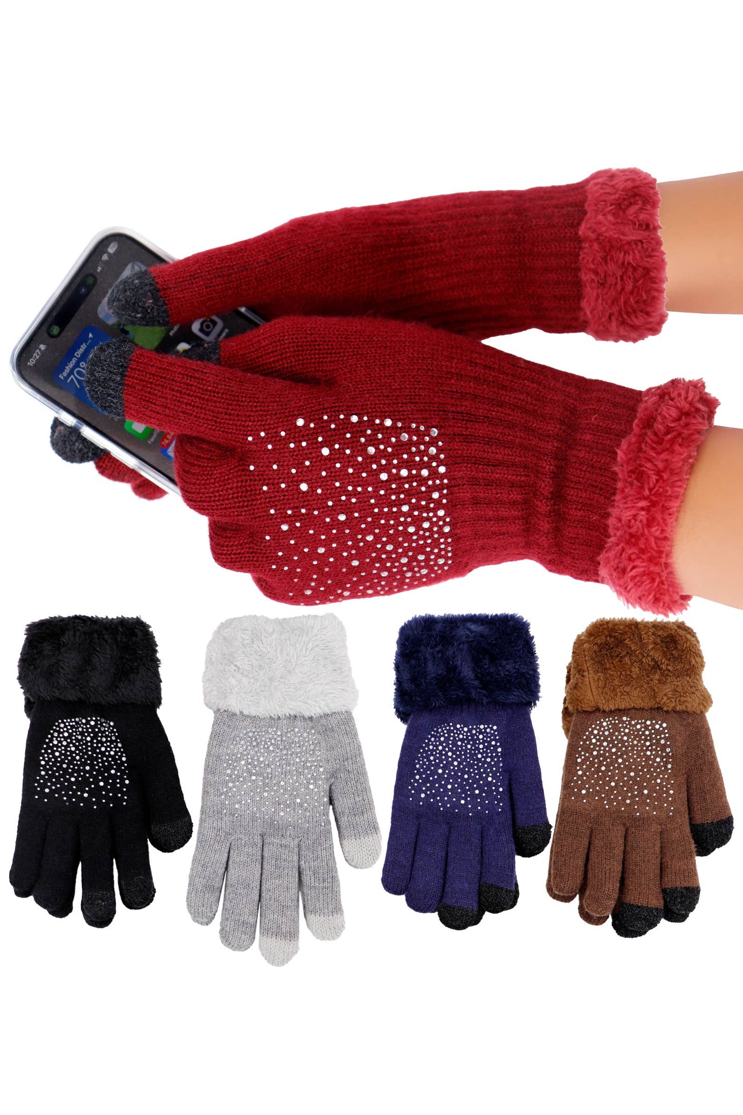 Drizzle Bling Fleece Lined Long Wrist Touchscreen Gloves