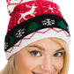 Christmas Single Pom Cuffed Beanie. Snowflake + Deer