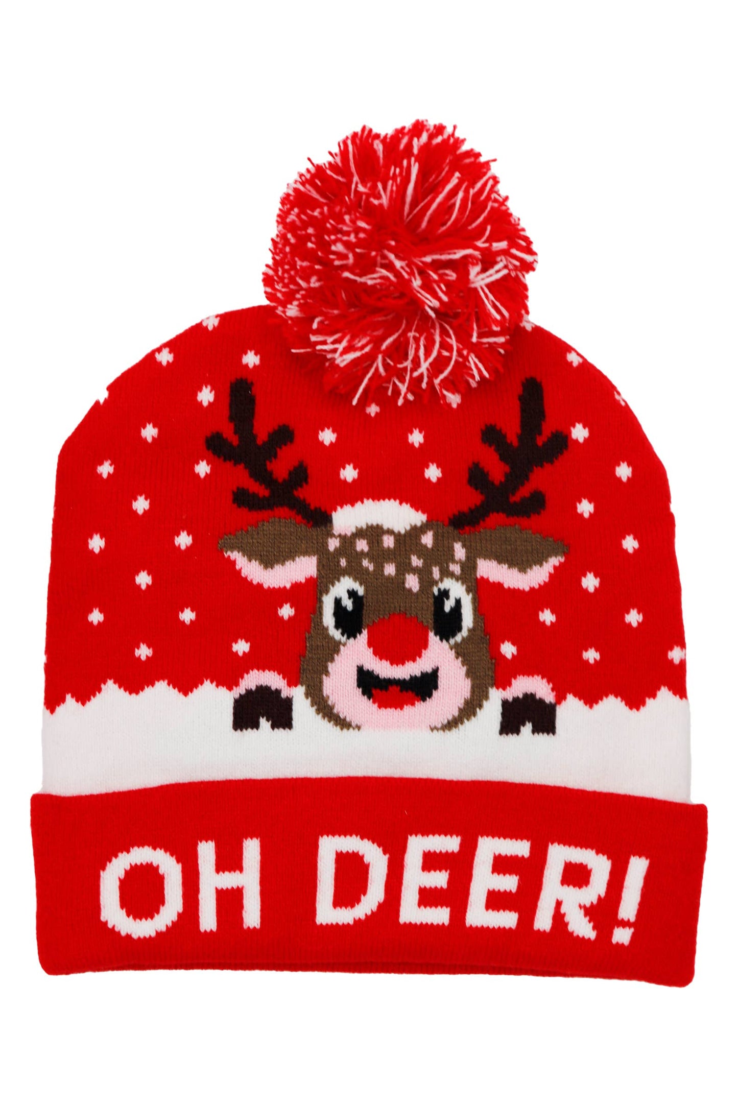Christmas Festive Single Pom Cuffed Beanie